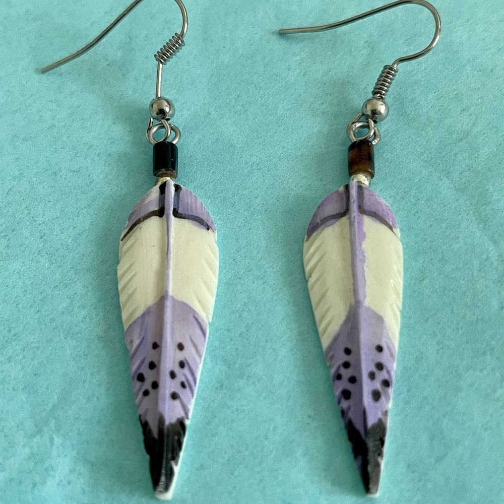 Earrings Hand Painted Purple NWOT